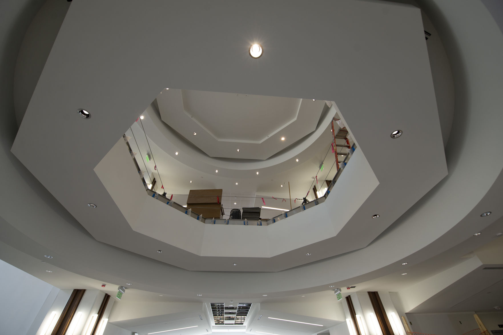 Large hole in ceiling, UT Student Union Tour - August 7, 2018